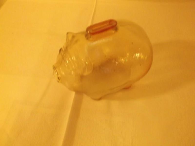 Vintage glass piggy bank 6&quot L ...