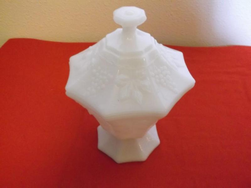 Beautiful milk glass covered dish 6...