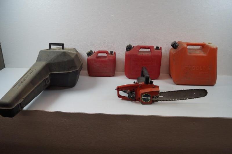 Electric Chainsaw and Gas Cans