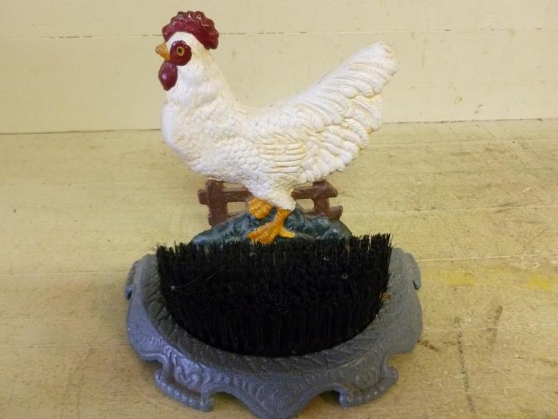 Large cast metal rooster chicken bo...