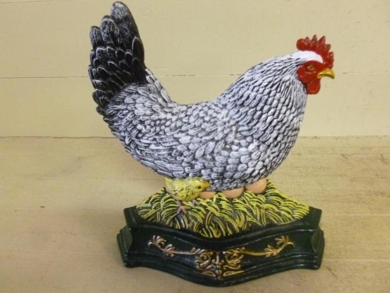 Large cast iron chicken mantle deco...