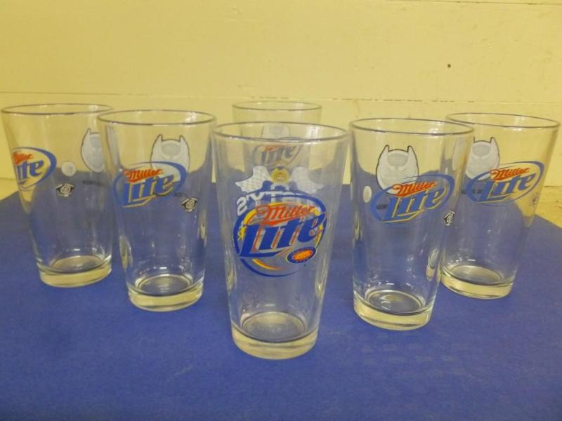 Lot of six Miller Lite beer glasses...