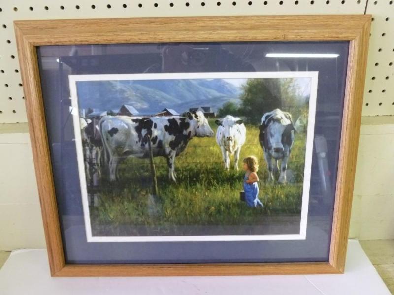 Beautiful Boy And Cows solid oak wo...