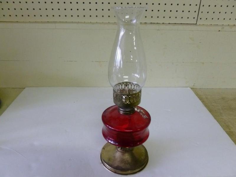 Vintage ruby red glass base and bra...