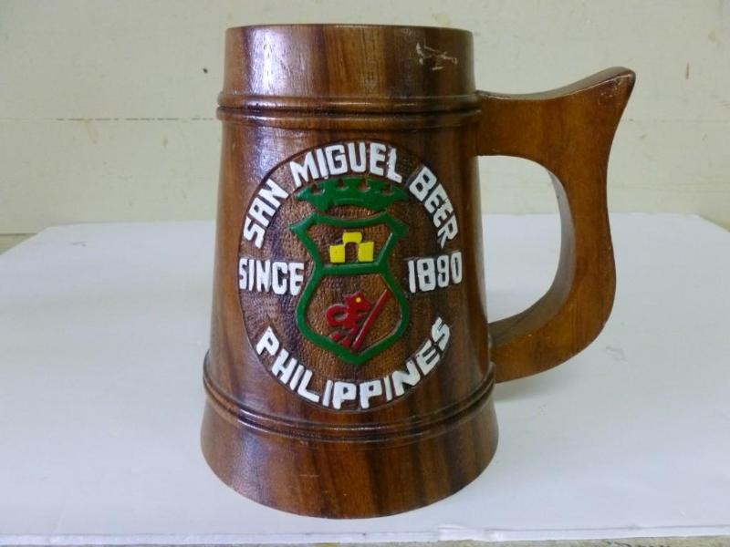 Large San Miguel wooden beer mug th...