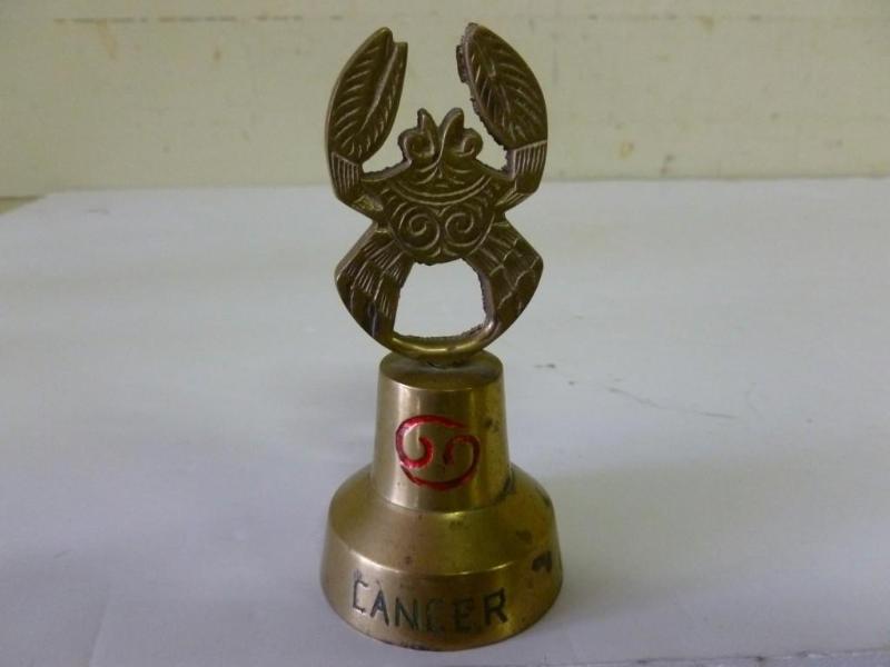 Vintage Cancer brass dinner bell th...