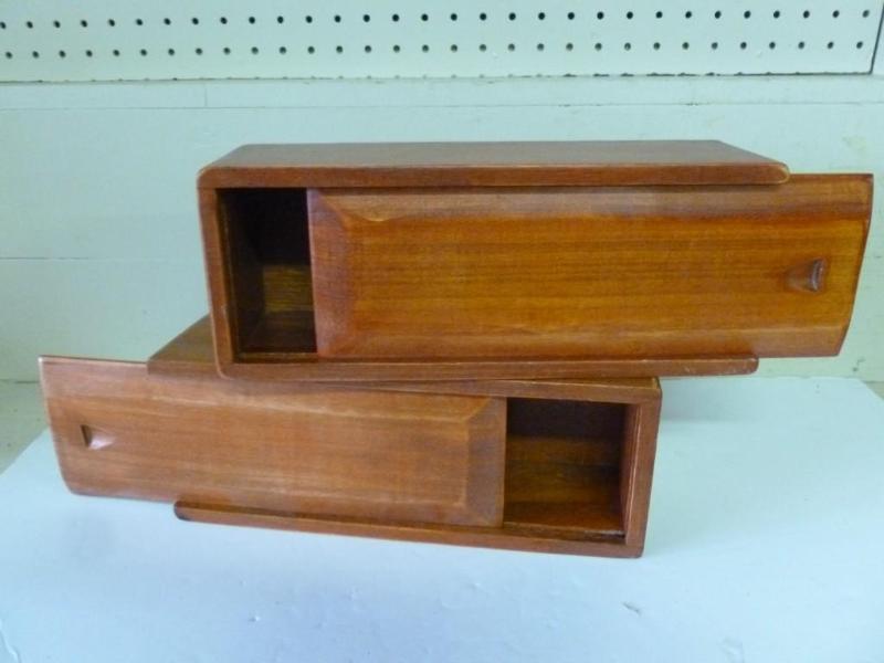 Lot of two solid wood slide lid sto...