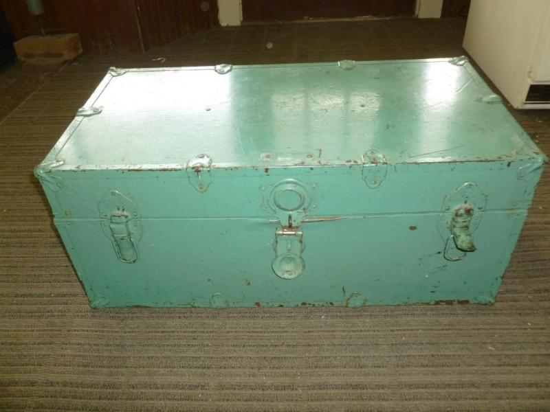 Large vintage metal shell and wood ...