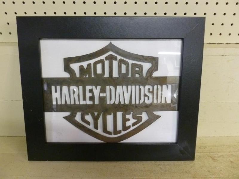 Beautiful wood framed Harley Davids...