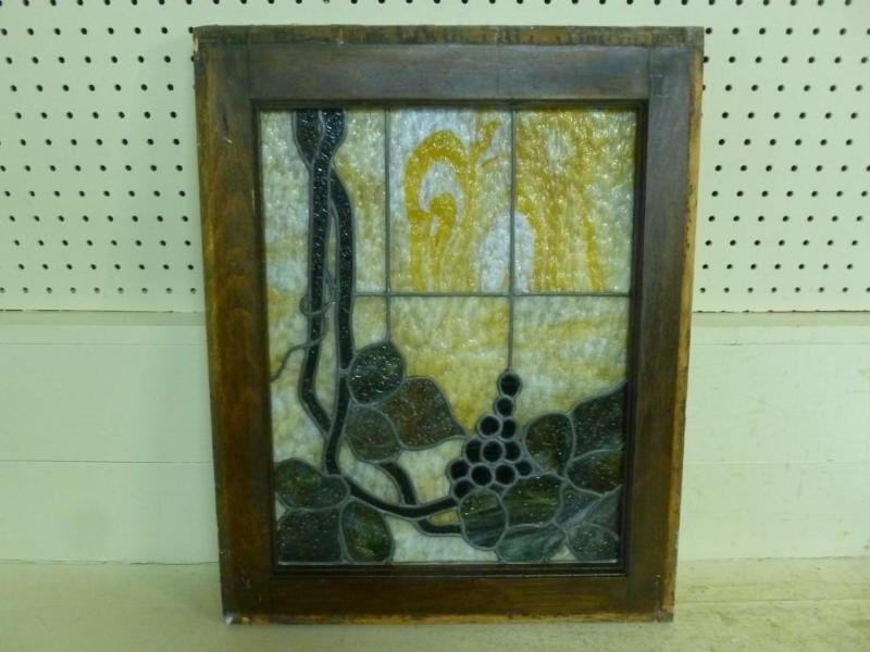 Antique wooden framed leaded glass ...