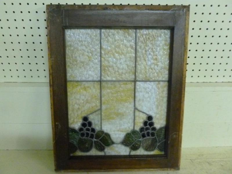 Antique wooden framed leaded glass ...