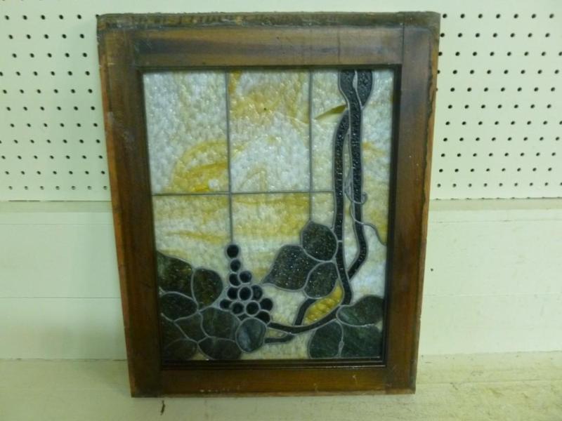 Antique wooden framed leaded glass ...