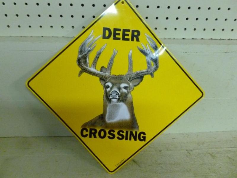 Metal deer crossing sign measures 1...