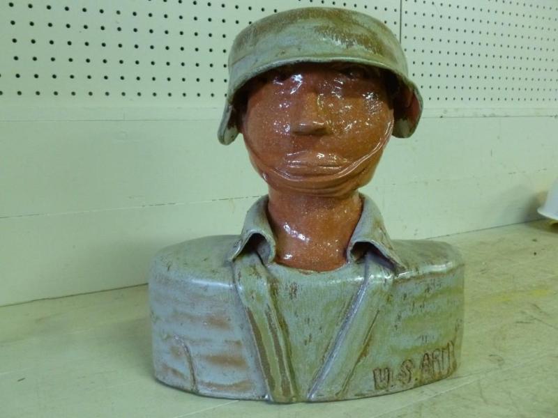 Huge hand crafted glazed clay U.S A...