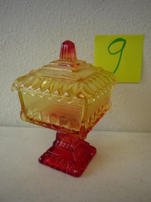 Amberina Footed Candy Dish.