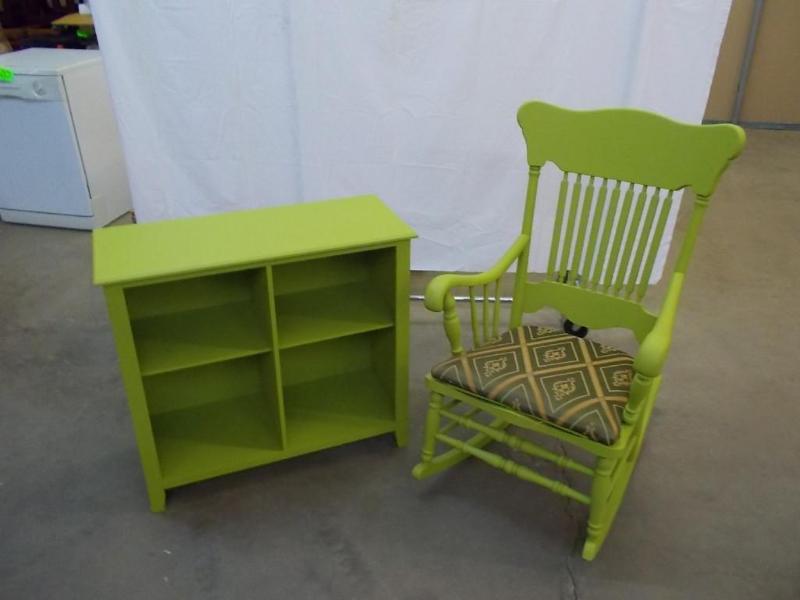 Freshly painted spring green shelf ...
