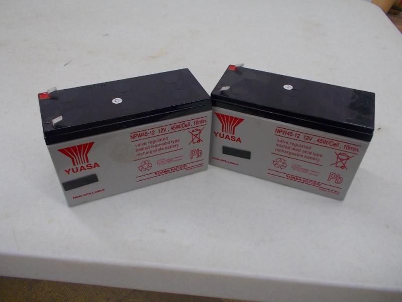 A pair of Yuasa batteries. Model NP...