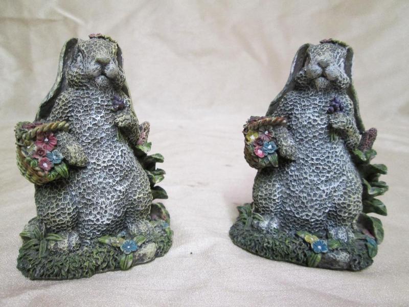 Pair of light rabbit book ends....