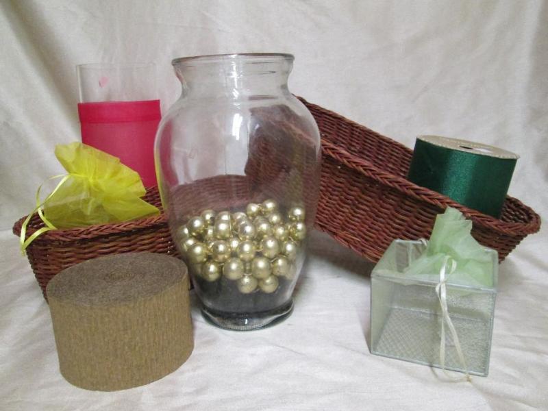 Lot of crafting items. Baskets, hur...