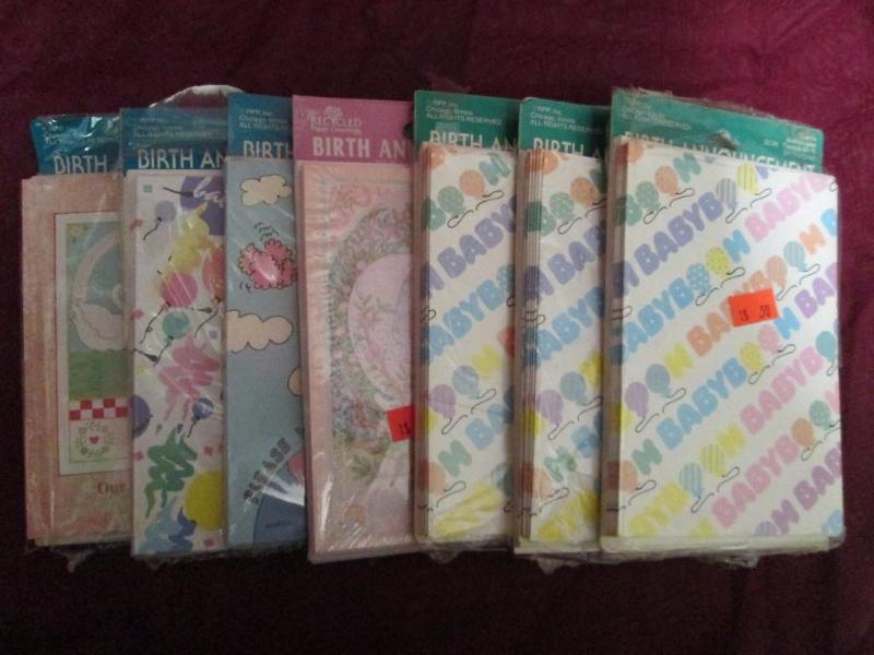 Lot of 7 assorted birth announcemen...
