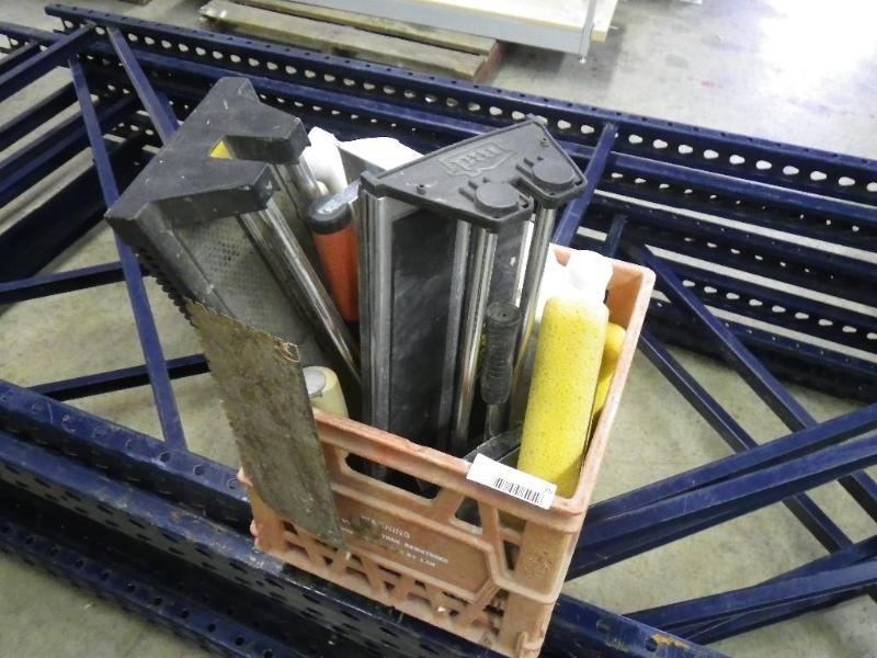 box of tile tool equipment...