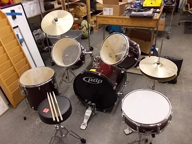 lot 1 image: PDP Drum Set- Includes Snare, 2-Tom...