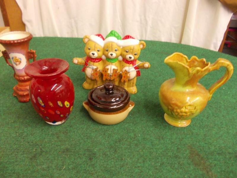 lot 76 image: Hand Blown Red Glass Vase, Other Va...