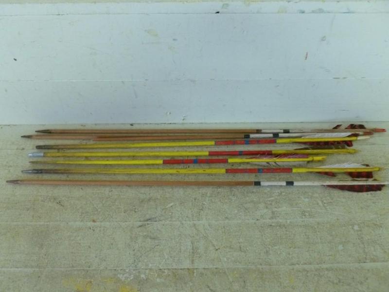 lot 24 image: Lot of seven vintage wooden arrows ...