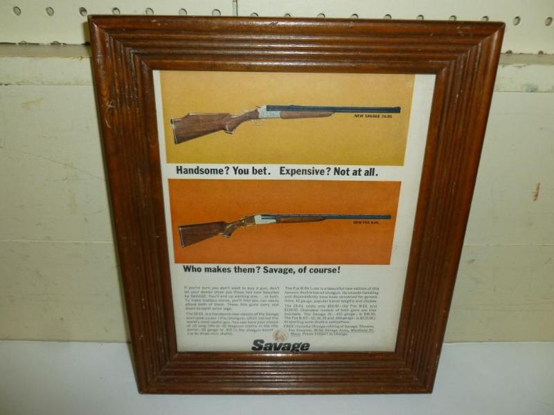 lot 57 image: Vintage Savage Arms wood framed adv...