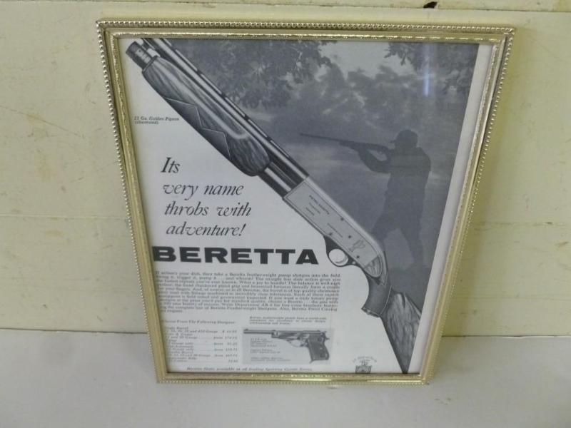 lot 59 image: Vintage Beretta metal framed advert...