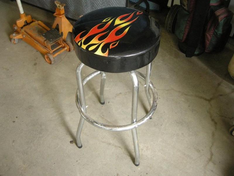lot 105 image: Shop stool with flame seat