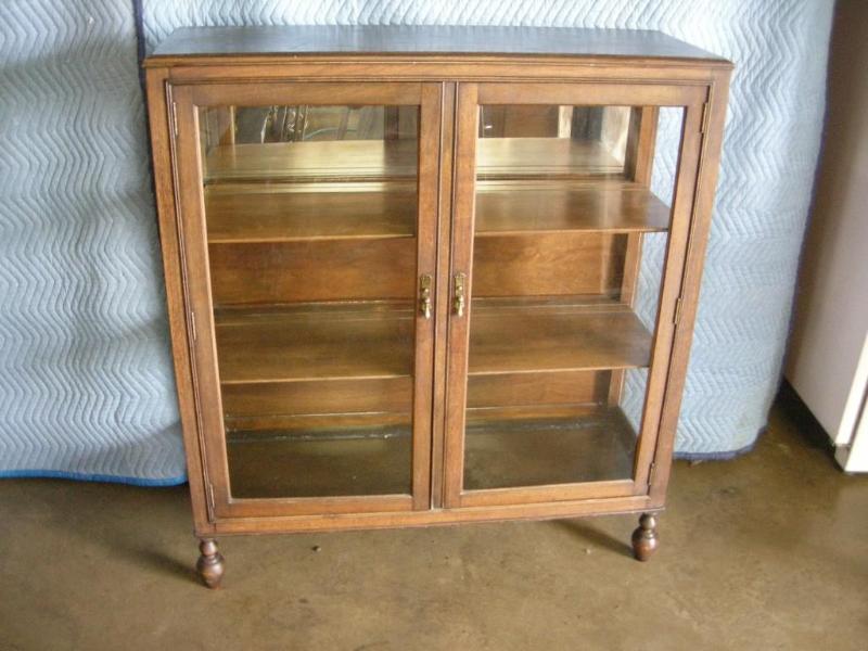 lot 13 image: Antique Wood & Glass Cabinet