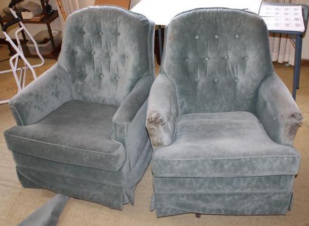 lot 122 image: Two swivel upholstered rockers...