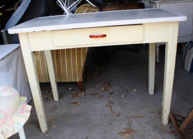 lot 145 image: vintage White porcelain top table w...