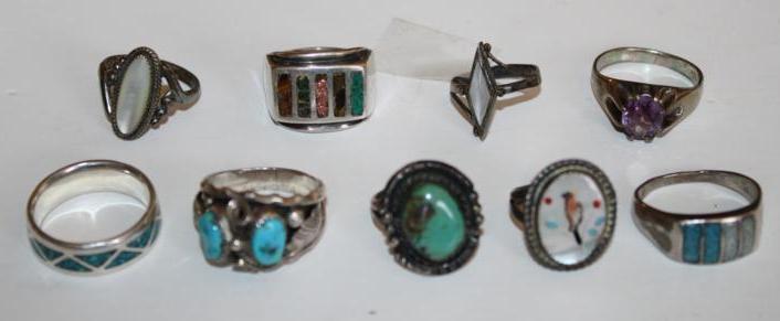 lot 43 image: Silver Turquoise Rings