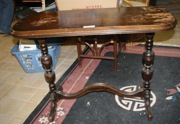lot 63 image: Antique side table 18 w x 42 l x 30...