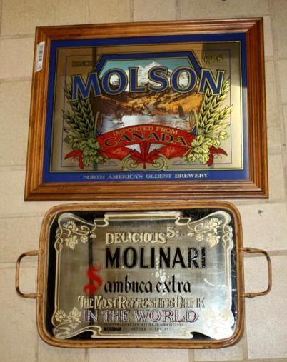 lot 72 image: Molson bar sign 16 x 20 and Molinar...