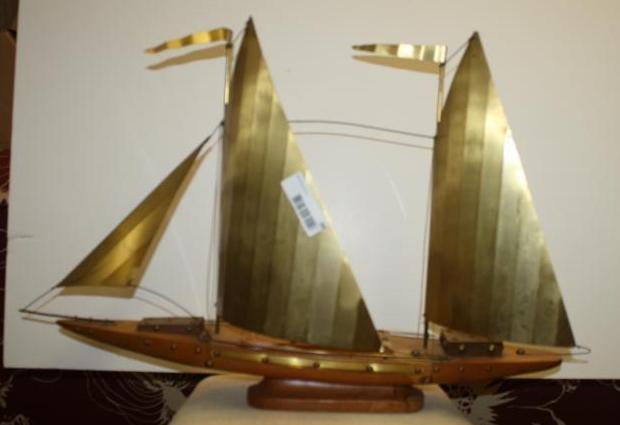 lot 88 image: Collector wood and copper sail boat...