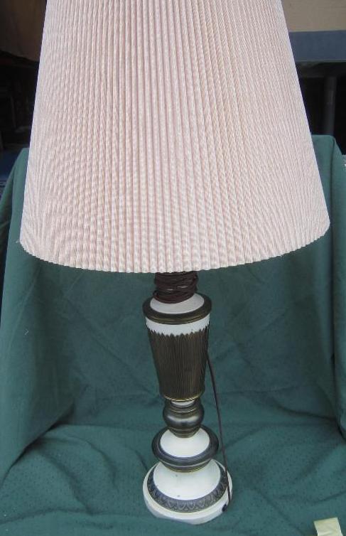 lot 11 image: Table Lamp - Gold and Cream
