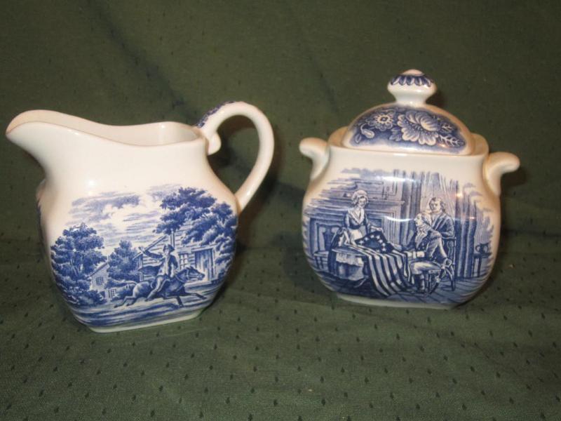 lot 127 image: Liberty Blue Creamer Sugar Histori...