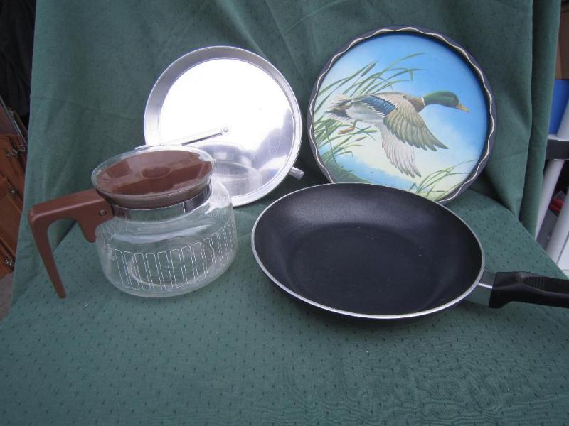 lot 141 image: Fry Pan, Cake Pan , Coffee pot, Tin...