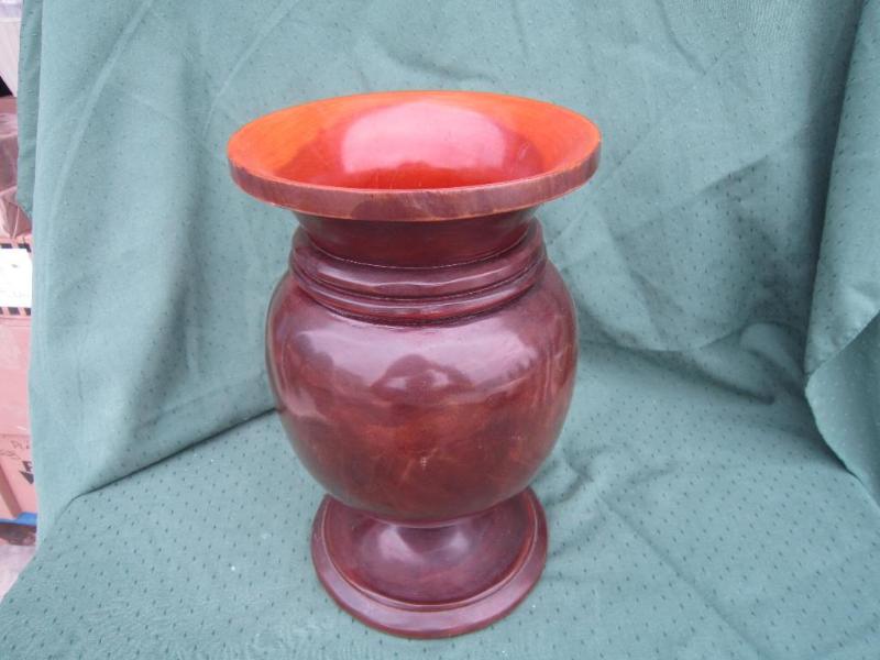lot 20 image: Wood Vase 12&quotH x 7&quot diam ...
