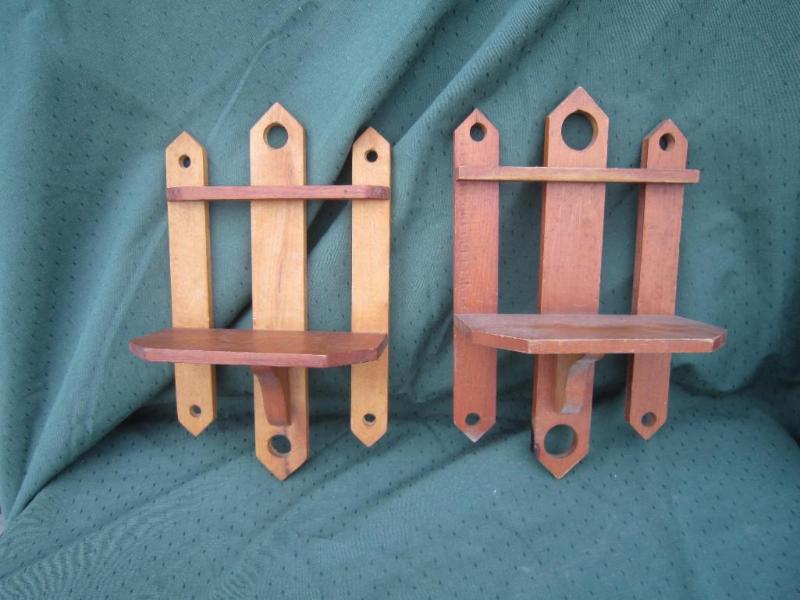 lot 39 image: 2 Old wood wall shelves 12 x 7 x 4...