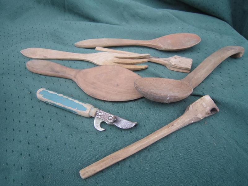 lot 45 image: OLD Wood&nbsp Kitchen Utensils...