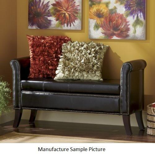 lot 127 image: Brown Faux Leather Curved Storage B...