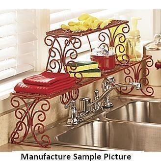 lot 145 image: Two Tier Red Scrolled Metal Over th...