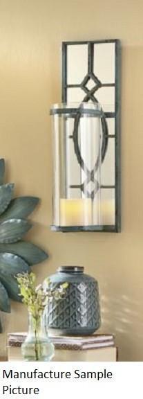lot 147 image: Green and Mirrored Candle Wall Scon...