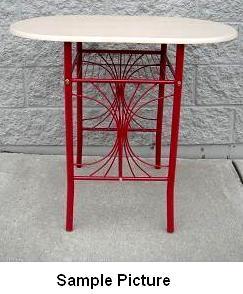 lot 28 image: Red Bistro Table - A sleek design w...