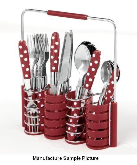 lot 38 image: Red and White Polka Dot Handled Sil...