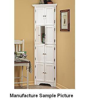 lot 53 image: White Finish 8 Door Corner Cabinet ...